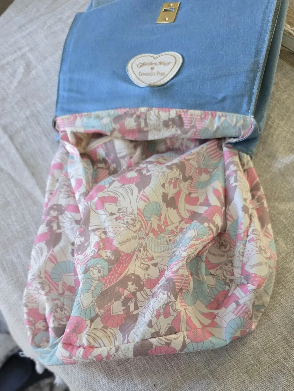 Sailor Moon Samantha Vega Blue Backpack Bag Moonstick Denim